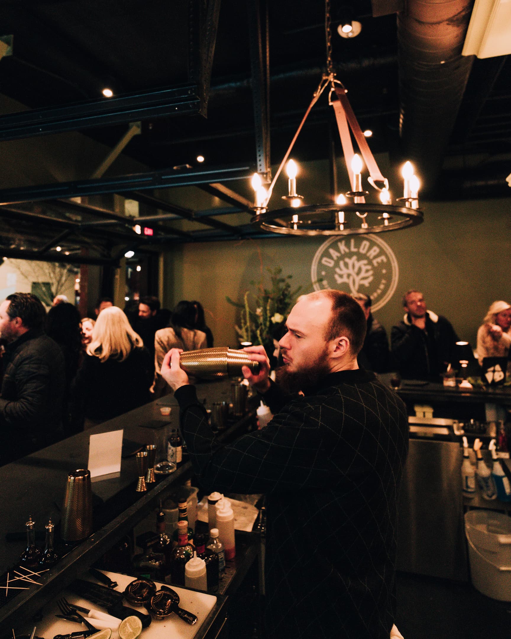 Bartender shaking cocktail