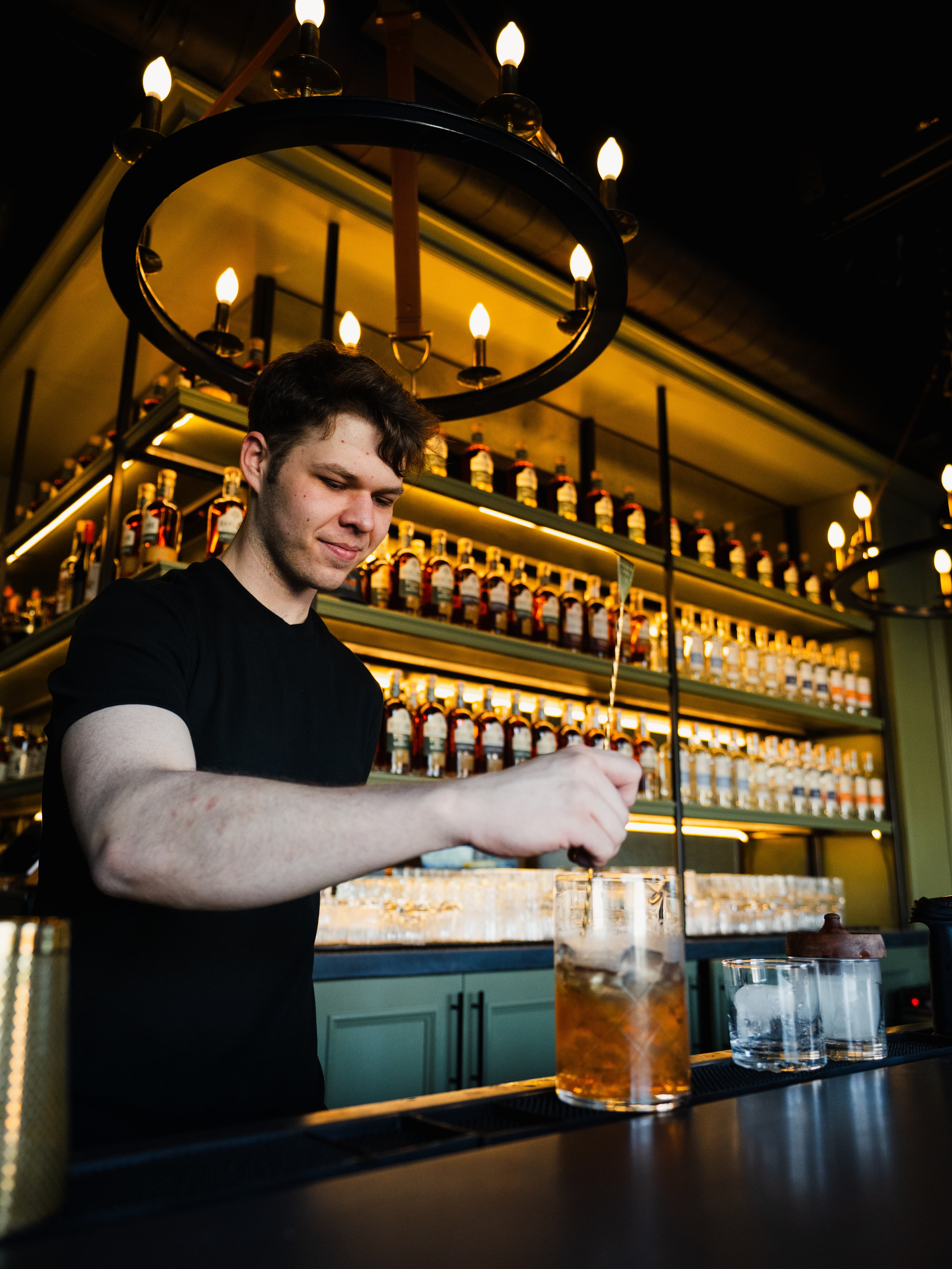 Bartender smiling