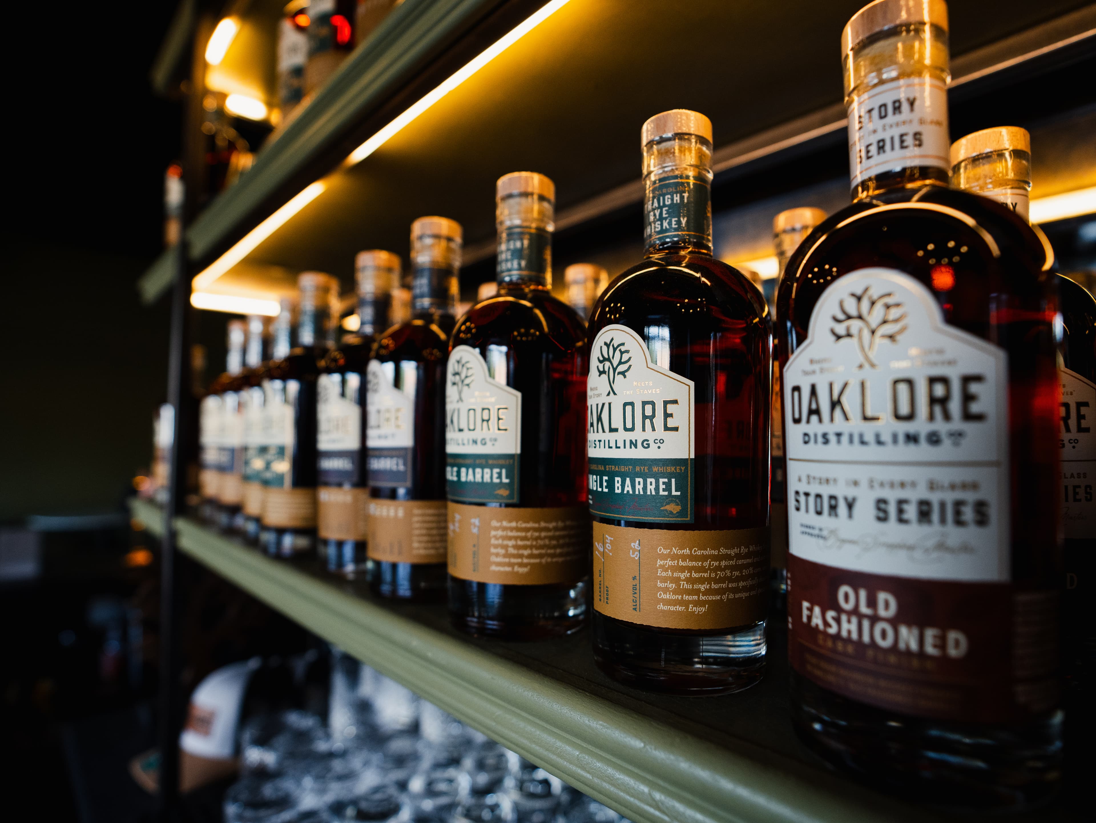 Oaklore bottles on shelf